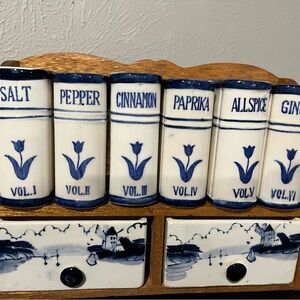 Blue and White Spice Jar Set